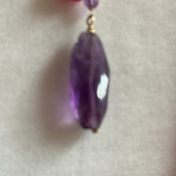 REAL Amethysts Garnet rose quarts faceted stone 14k filled - Picture 3 of 5